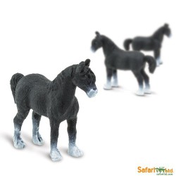 Mini Caballos / Caballo - Negro - Miniaturas de la Suerte - goma - 10 piezas -Safari - 2 cm