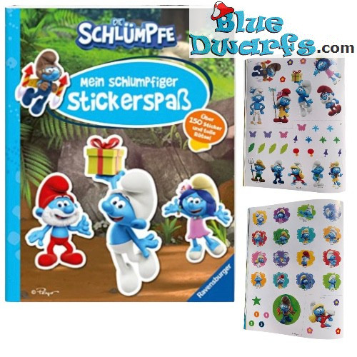 Livre de coloriage Schtroumpf  avec 150 autocollants - Allemand - Schlumpfiger Stickerspaß - 28x21cm