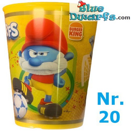 Smurf cup - plastic- Papa smurf soccer player - Nr 20 - Burger King - 2022