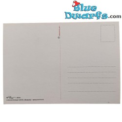Tarjeta postal los pitufos - Pitufo con regadera y Atomium - 15 x 10,5 cm
