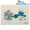 Cartolina - I puffi - Atomium e puffo con annaffiatoio - 15 x 10,5 cm