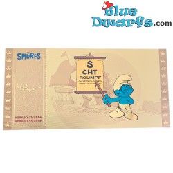 Smurfen - 1 Gouden / Golden ticket - Brilsmurf  - Serie 1 - Cartoon Kingdom - 7,5x 15 cm