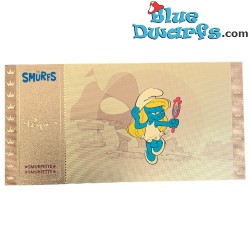 Smurfen - 1 Gouden / Golden ticket -  Smurfin - Serie 1 - Cartoon Kingdom - 7,5x 15 cm