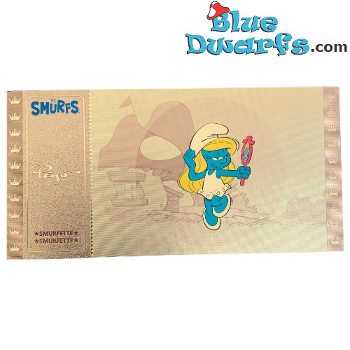 Les schtroumfps - 1 Golden Ticket - Schtroumpfette - Cartoon Kingdom - Set 1 - 7,5x 15 cm