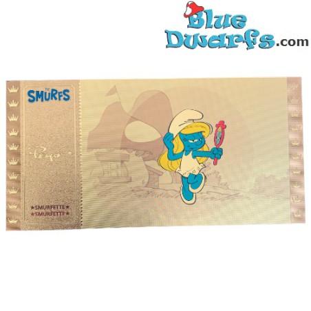 Smurf Golden tickets  - 1 piece - Smurfette - Serie 1 - Cartoon Kingdom - 7,5x 15 cm