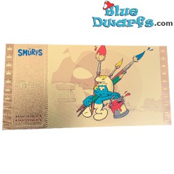 Smurf Golden tickets  - 1 piece - Painter smurf - Serie 1 - Cartoon Kingdom - 7,5x 15 cm