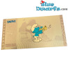1 biglietto d'Oro /  Golden Ticket - Puffo con tromba - I puffi - Cartoon Kingdom - 7,5x 15 cm