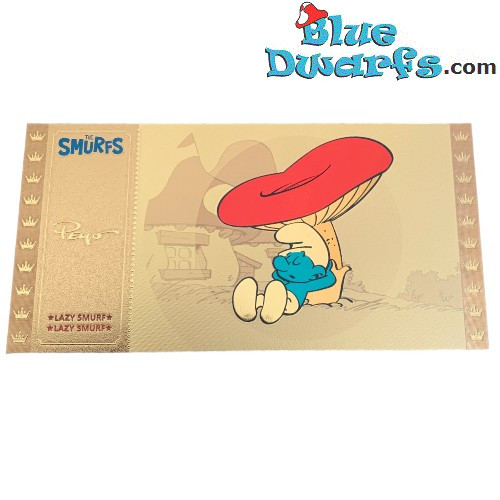 1 Boleto dorado / Golden Tickets - Pitufo Perezoso -  los pitufos  - 7,5x 15 cm