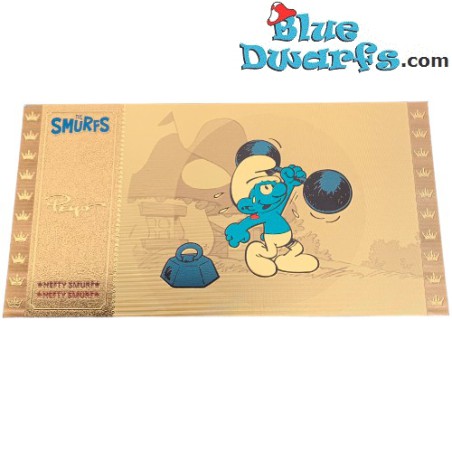 Smurf Golden tickets - 1 piece - Hefty Smurf Tattoo - Serie 2 - Cartoon Kingdom - 7,5x 15 cm