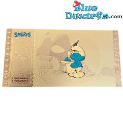 Smurfen - 1 Gouden / Golden ticket - Dichter Smurf - Serie 2 - Cartoon Kingdom - 7,5x 15 cm