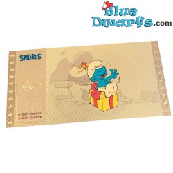 Smurf Golden tickets - 1 piece - Jokey Smurf has a birthday - Serie 2 - Cartoon Kingdom - 7,5x 15 cm