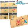 1 Boleto dorado / Golden Tickets - Pitufo chef con pizza - los pitufos  - 7,5x 15 cm