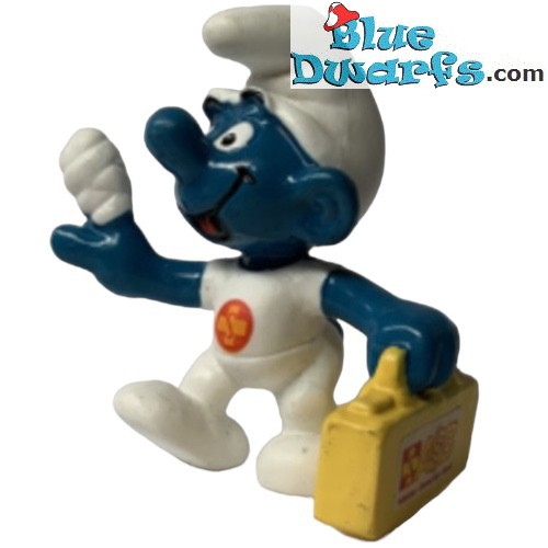 20054: First-Aid Smurf with suitcase and ASB logo and sticker - Promotional Smurf - Schleich - 5.5cm