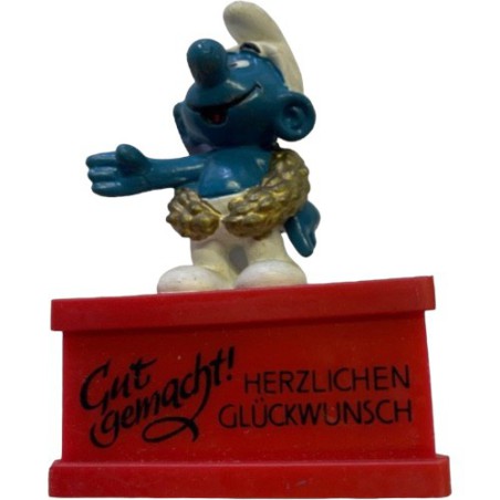 20058: Lauwerkrans Smurf: Gut Gemacht (sokkel) - Schleich - 5,5cm