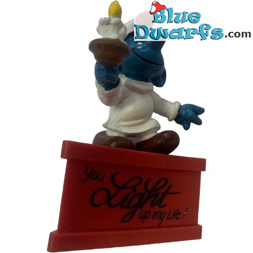 20060: Candle Smurf  - You lightup my life! -  (pedestal) - Schleich - 5,5cm