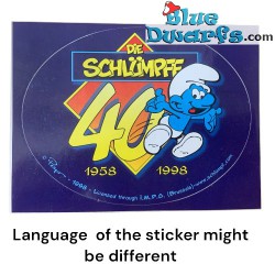 Smurf sticker - 40 Years Smurfs -1958 -1998 - Random Language