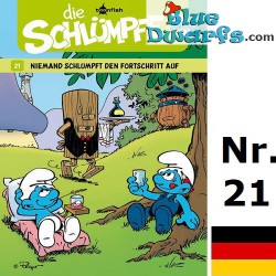 Smurfen stripboek - Die Schlümpfe 21 - Niemand schlumpft den Fortschritt auf - Hardcover Duits