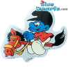 Adesivi  - I puffi - Puffo con cavallo di legno - 10cm