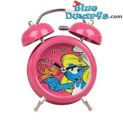Smurfette with butterfly - Pink alarm clock - 7cm