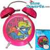 Smurfette with butterfly - Pink alarm clock - 7cm