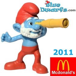 Grote smurf met verrekijker -  Speelfiguurtje - Mc Donalds Happy Meal - 2011 - 8cm