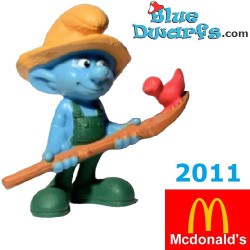 Schtroumpf paysan avec pelle - Figurine - Mc Donalds Happy Meal - 2011 - 8cm
