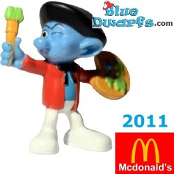 Schildersmurf met penseel en kwast - Speelfiguurtje - Mc Donalds Happy Meal - 2011 - 8cm