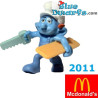 Knutsel smurf met houten plank - Speelfiguurtje - Mc Donalds Happy Meal - 2011 - 8cm