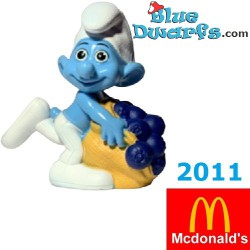 Smurf met zak smurfenbessen - Speelfiguurtje - Mc Donalds Happy Meal - 2011 - 8cm