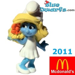 Schtroumpfette avec Fleur - Figurine - Mc Donalds Happy Meal - 2011 - 8cm