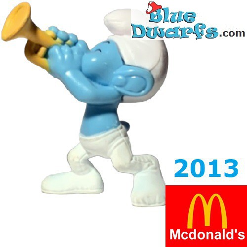 Pitufo trompetista - Figura Los Pitufos  - Mc Donalds Happy Meal - 2013 - 8cm
