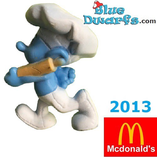 Headcook Smurf with rolling pin - Movie Figurine toy - Mc Donalds Happy Meal - 2013 - 8cm