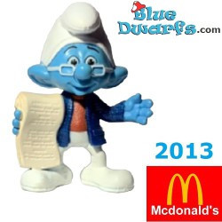 Verhalen verteller smurf - Speelfiguurtje - Mc Donalds Happy Meal - 2013 - 8cm
