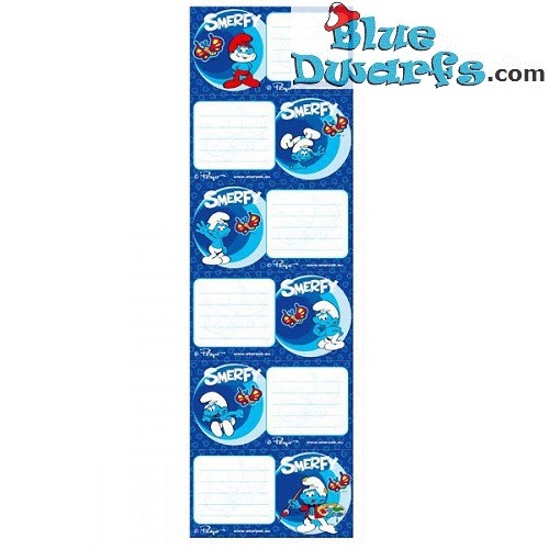 Smurf booklabel sticker  - Smerfy -  (+/- 22 x 7cm)