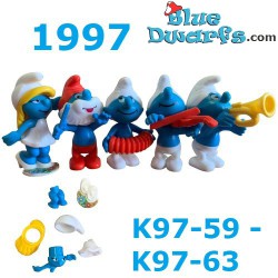 Smurf Ferrero - Complete music set - 5 Kinder Suprise figurines - 1997 - 5cm