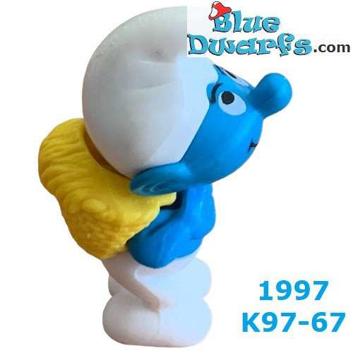 Pitufo labrador con cesta de prisa - Jardineros - Ferrero Kinder Suprise 1997 - 5cm