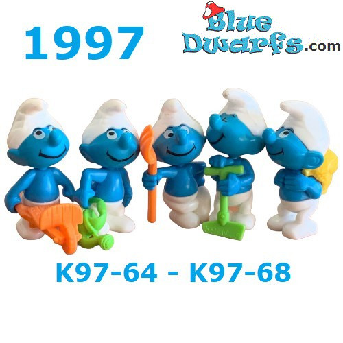 Puffo Ferrero - Serie completo Los pitufos - 5 Pitufos  Jardineros - Kinder Suprise - 1997 - 5cm