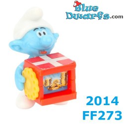 Jokey Smurf with present - Funny Versary - Ferrero Kinder Suprise 2014 - 4cm