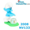 Schtroumpf Paresseux avec bocal à poissons - Kinder Suprise 2008 - 4cm