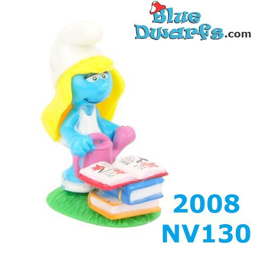Smurfette with books and can - Kinder Suprise 2008 - 4cm