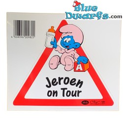 1 Smurfen sticker - Willekeurige naam - On tour - 14x12cm - 1994