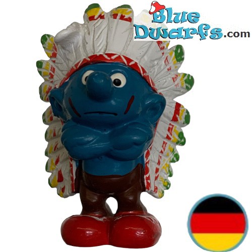 20144: Indian Smurf with feathers  - W. Germany -  - Schleich - 5,5cm