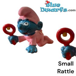 20202: Babysmurf smurfette with pink SMALL rattle -  Schleich - 4cm
