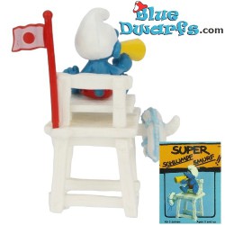 40242: Lifeguard Smurf  - red white flag -  (Super smurf) - Schleich - 5,5cm