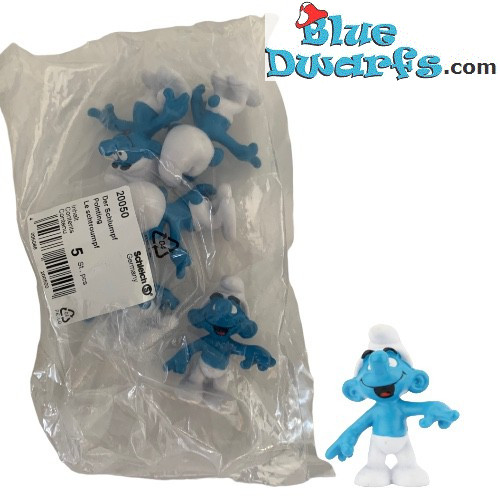 20050: De Smurf  5 stuks - Lichte Kleuren - Schleich - 5,5cm - in plastic zakje