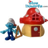 Knutselsmurf met rood huisje - Ferrero Kinder Suprise 2016 - 7cm