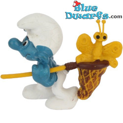 40209: Schtroumpf chasseur de Papillons et avec filet - jaune/brun -  (Super Schtroumpf) - Schleich - 5,5cm