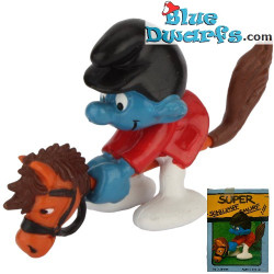 40214: Pitufo en caballito de juguete  - Super Schlumpf smurf -  (Super Pitufo/ MIB) - Schleich - 5,5cm
