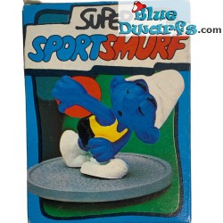 40503: Puffo lancio disco - Super Sportsmurf -  (Super puffo/ MIB) - Schleich - 5,5cm