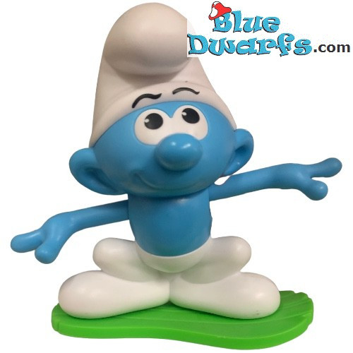 Puffo forzuto con skateboard - Figurina Burger King - Puffo di plastica - 15 cm